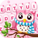 pink cute owl keyboard theme android application logo